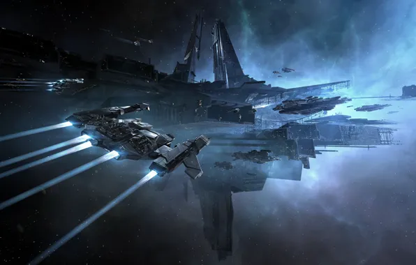 Space, nebula, station, space, battle, spaceship, station, eve online