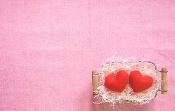 Background, Basket, hearts, straw