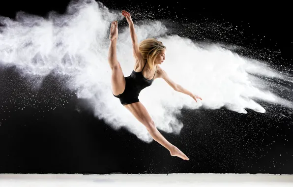 Girl, pose, background, jump, feet, dance, figure, blonde