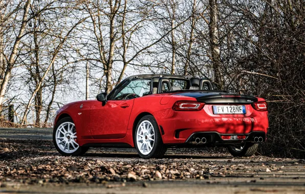 Back, Roadster, side, spider, Abarth, black and red, 124 Spider, 2019