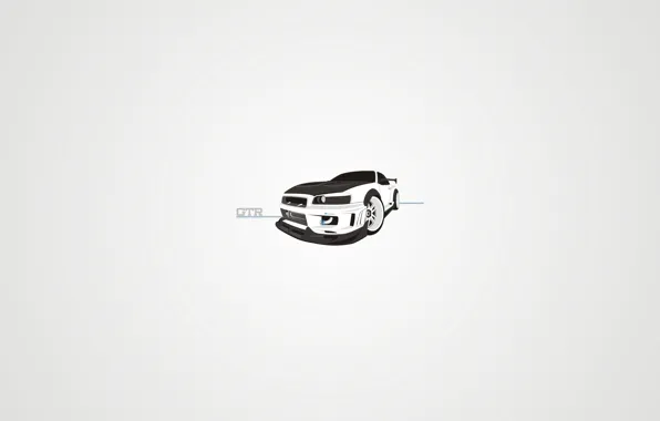 White, style, vector, art, Nissan, gtr