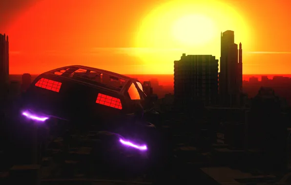 Sunset, The sun, Auto, Music, The city, Machine, Style, City