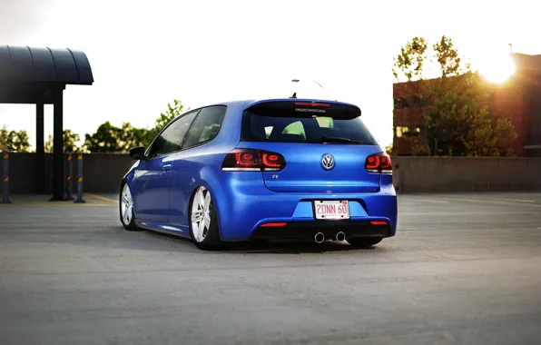 Picture blue, tuning, volkswagen, side, Golf, golf, low