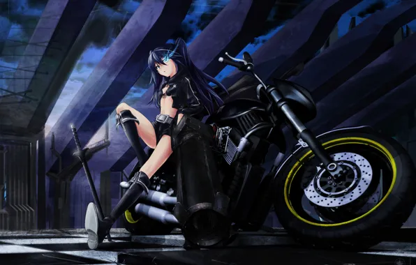 Weapons, sword, motorcycle, black rock shooter, Mato, cooroy