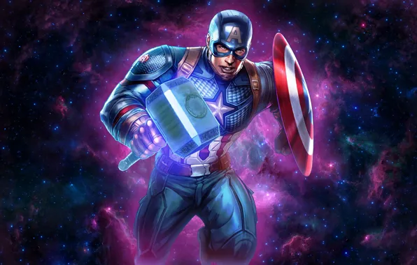 Captain America, Steve Rogers, Mjolnir, Shield, Vibranium