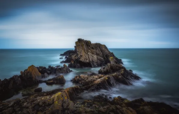 Sea, rocks, coast, Scotland, Scotland, Aberdeenshire, Portsoy