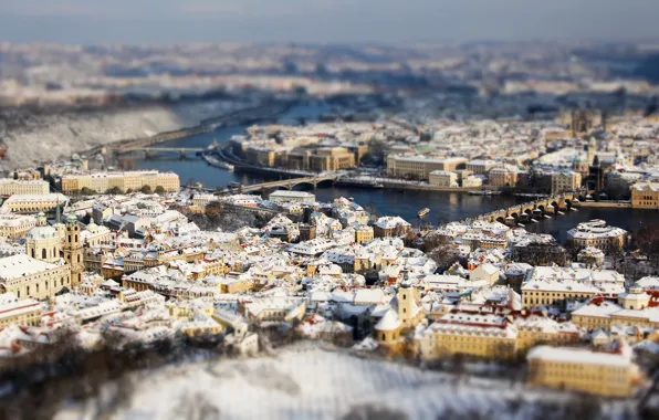 Picture top, Prague, tilt shift