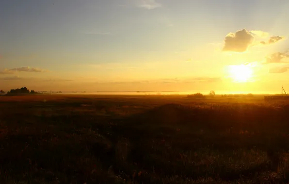 The sun, landscape, nature, dawn, beauty