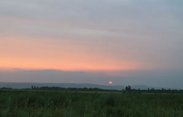 Sunset, hills, the Amur region