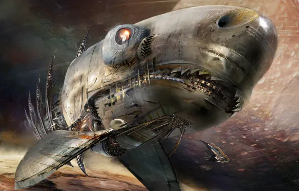 Space, Shark, Shark, Fantasy, Art, Space, Art, Spaceship