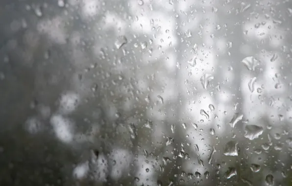 Wet, glass, drops, grey, rain