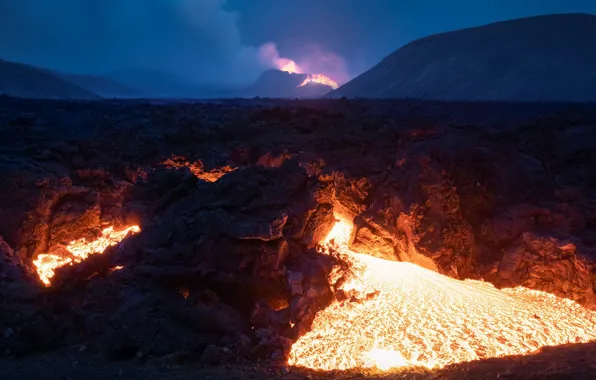 Nature, the volcano, lava