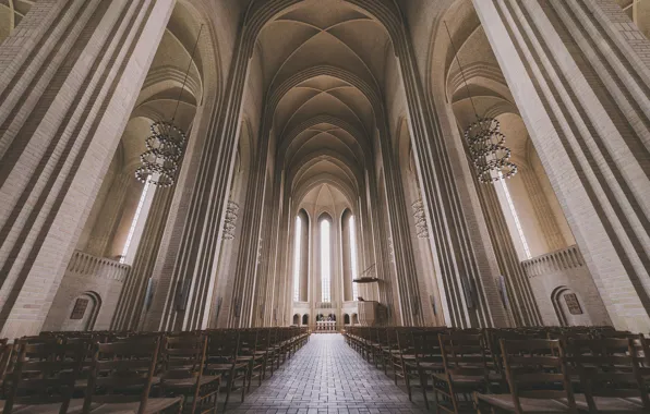 Denmark, Church, Cathedral, monochrome, Copenhagen