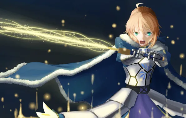 Girl, sword, mantle, the saber, Fate / Stay Night
