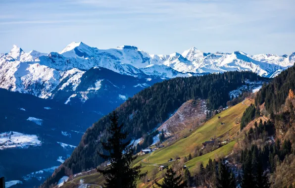 Snow, mountains, the slopes, tops, Austria