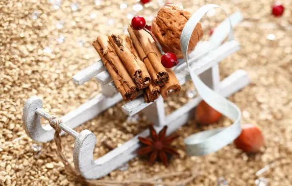 Picture holiday, New Year, Christmas, cinnamon, sleigh, Christmas, New Year