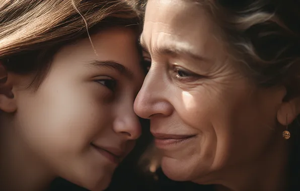 Love, with, two, women, happiness, smiling, outdoors, generated