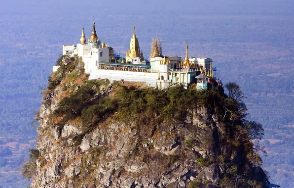 Rock, height, temple, Mount Popa, Myanmar