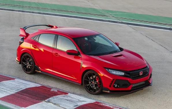 Picture red, markup, Honda, track, hatchback, the five-door, 2019, Civic Type R