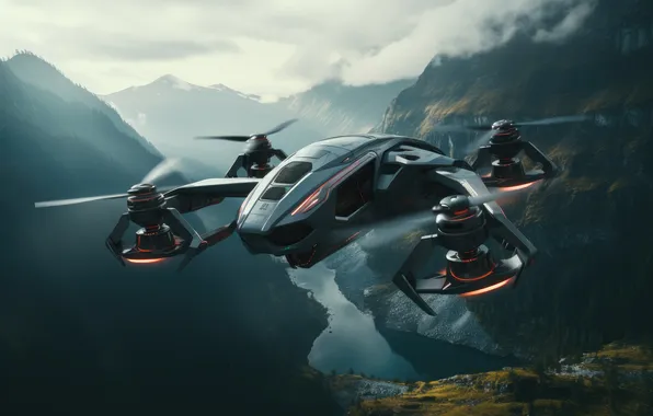 Flight, aviation, technique, drone, AI art, neural network
