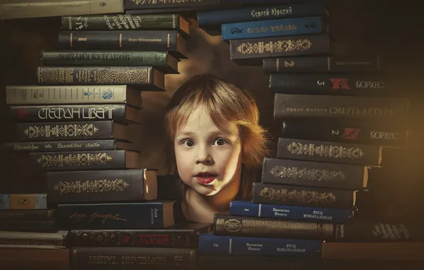 Children, head, boy, book, Ksenia Lysenkova