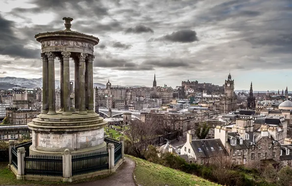 The sky, clouds, home, Scotland, hill, panorama, Edinburgh