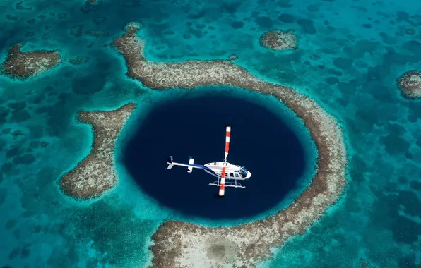 Sea, helicopter, reefs