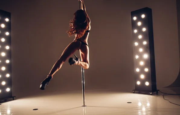 Ass, pose, panties, Girl, dance, figure, shoes, pole