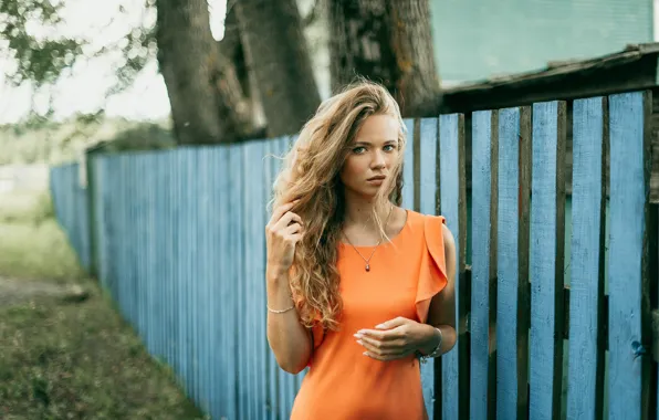 Picture summer, face, model, hair, the fence, cutie