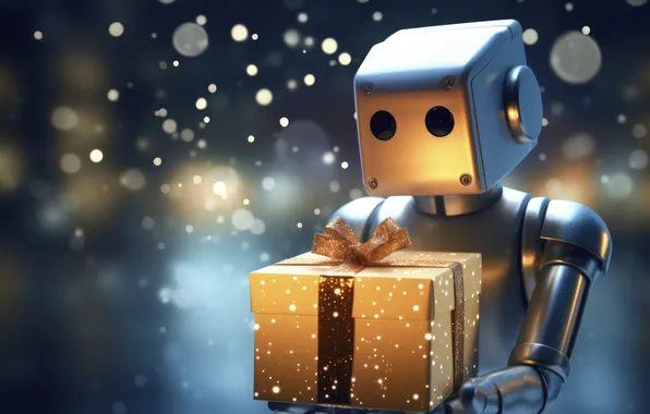 Fiction, gift, robot, Christmas, New year, cyborg, cyberpunk, Android