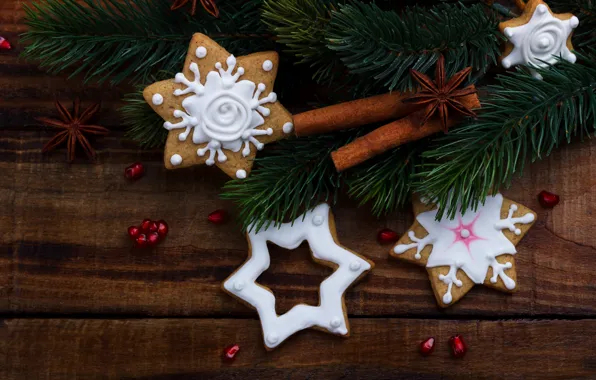 Decoration, new year, cookies, Christmas, Christmas, wood, New Year, cookies