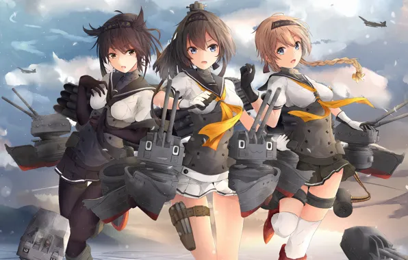 Picture the sky, water, girl, anime, art, kantai collection, chou-10cm-hou-chan, jenson tw