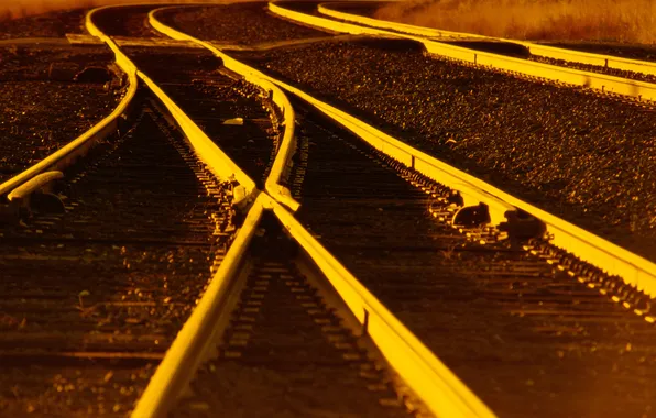 Picture sunset, rails, railroad