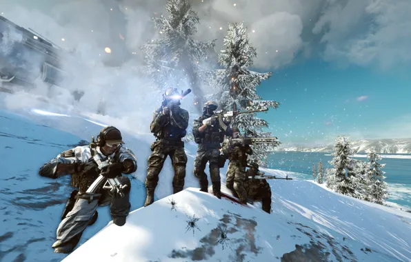 The sky, night, weapons, soldiers, Battlefield 4
