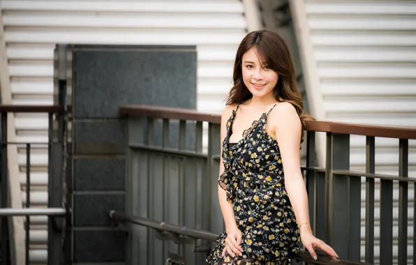 Look, girl, smile, dress, brown hair, Asian, cutie