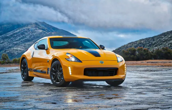 Car, logo, Nissan, yellow, Nissan 370Z Heritage Edition