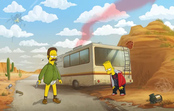 Picture Breaking Bad, The Simpsons, Ned Flanders, Bart Simpson