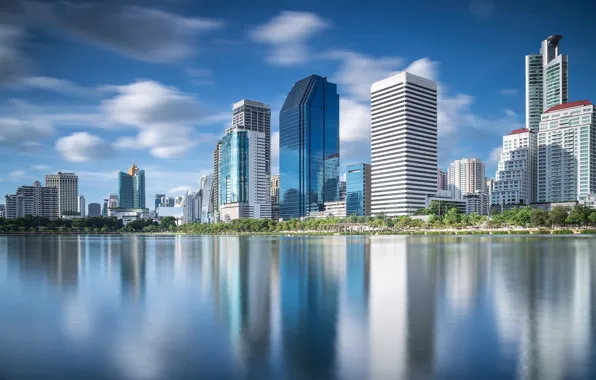 The sky, the city, river, building, day, Thailand, Thailand, Bangkok