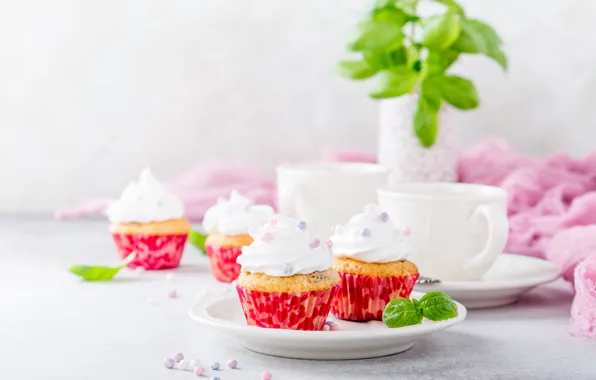 Cream, cupcakes, vanilla, Iryna Melnyk