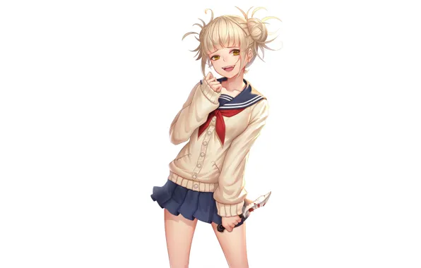 Girl, smile, skirt, knife, sweater, My Hero Academia, Boku No Hero Academy, Toga Himiko