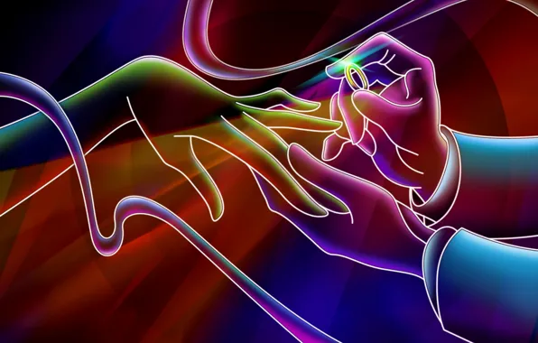 Abstraction, neon, hands, gesture, neon, abstraction, hands, wedding