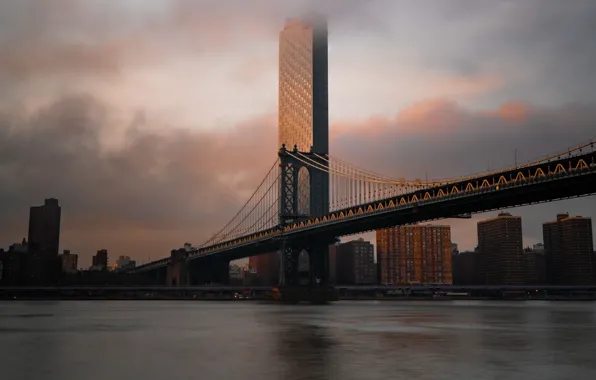 The city, Bridge, America, Usa