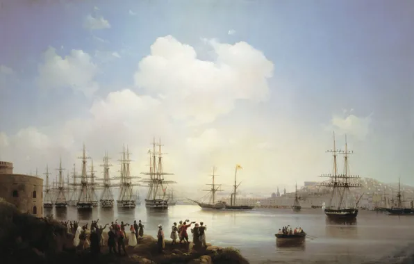 Picture, painting, Ivan Aivazovsky, 1846, the Russian squadron on the Sevastopol raid