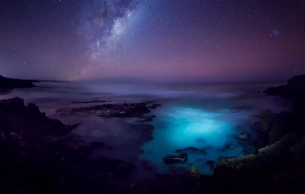 Night, stars, Australia, The Milky Way, The southern ocean