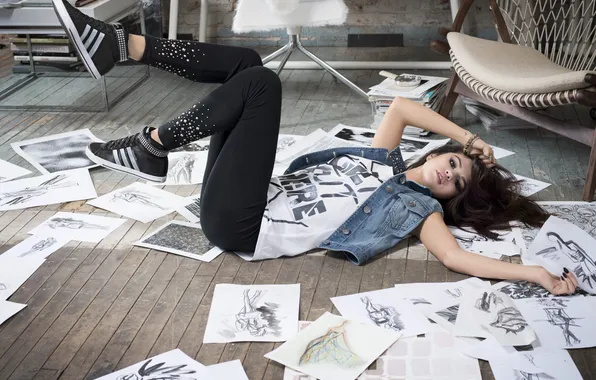 Model, actress, brunette, beauty, Selena Gomez, Selena Gomez, Adidas Promos