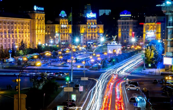 Night, Ukraine, night, Kiev, Ukraine, Kiev, Independence square