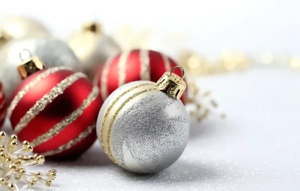 Balls, Christmas, red, white background, New year, white, Christmas decorations, AI art