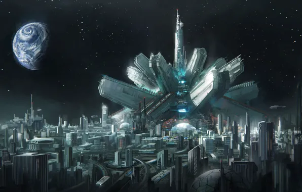 Picture moon, Transportation hub, moonbase-doneas