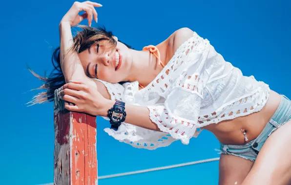 Picture summer, the sky, girl, mood