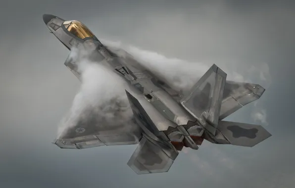 Picture the sky, clouds, the rise, Lockheed Martin F-22A Raptor